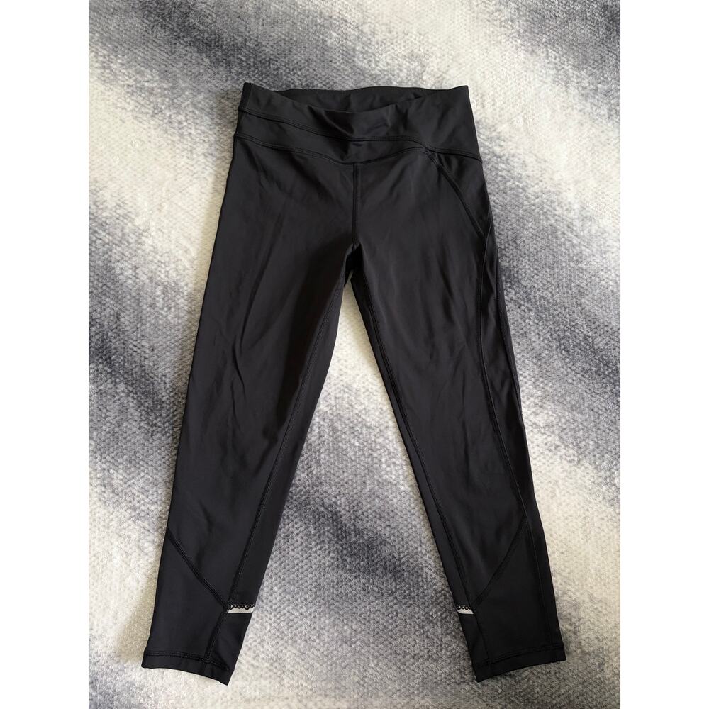 Ivivva Lululemon Kids Girl's Black Cropped Active Leggings Zip Pocket Size 12